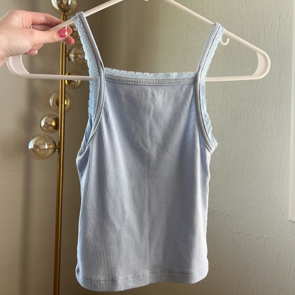 American Eagle blue lace ribbed tank crop top - Picture 1 of 3